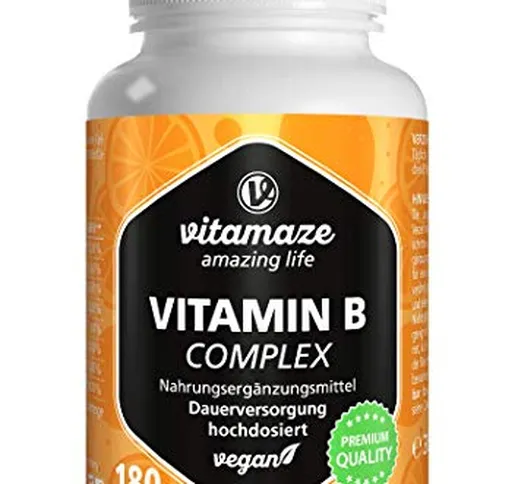 Vitamaze® Vitamina B Complex Alto Dosaggio, 180 Compresse Vegan 6 Mesi di Assunzione, B1,...