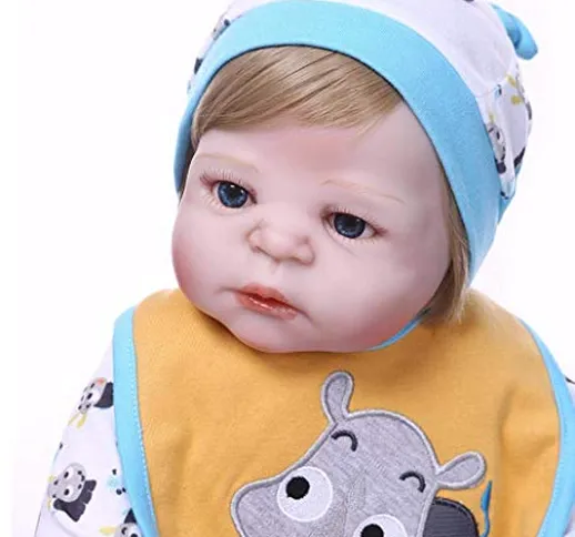 ZKZK Polso Morbido Lifelike Reborn Baby Doll 55 cm 22 Pollici, Reality Eyes Open Neonato R...