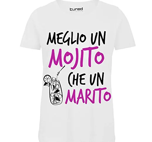 CHEMAGLIETTE! T-Shirt Divertente Donna Maglia Addio al Nubilato Meglio Un Mojito Che Un Ma...