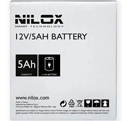 Nilox 17NXBA5A00001 Batteria di Ricambio per UPS, Acido piombo (VRLA), 5Ah 12V