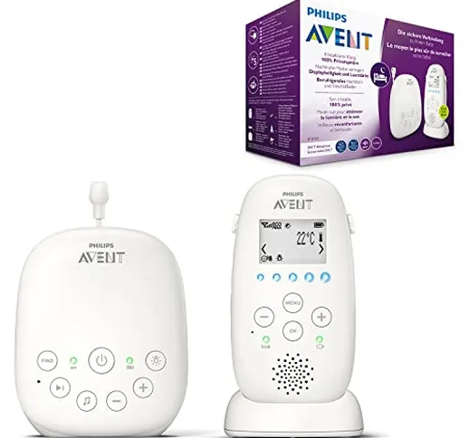 Philips AVENT SCD723/26 Babyfono DECT - Modalità Smart ECO, schermo LCD, base di ricarica,...