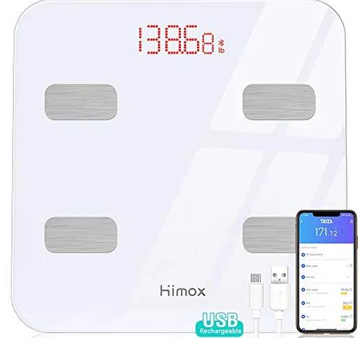 Himox USB ricaricabile Bilancia Pesapersone Digitale Impedenziometrica Bluetooth 23 Funzio...