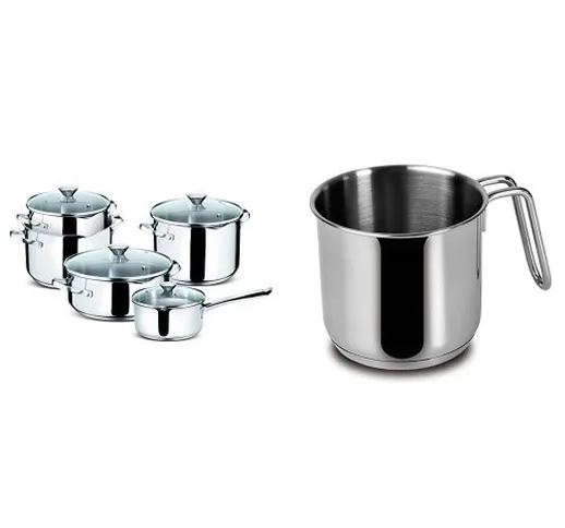 Lagostina Smart Set Batteria Pentole, Acciaio Inox, 9 Pezzi & Lagostina Every Bollilatte