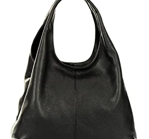 Pelletterie Borghese | Borsa in Pelle da donna | Nero | Sacca Pelle | Borsa a Spalla | Ver...