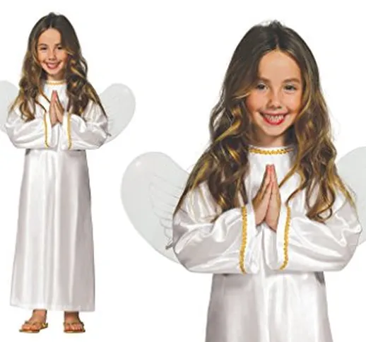 GUIRMA Costume tunica angelo bambino con ali (5-6 anni)