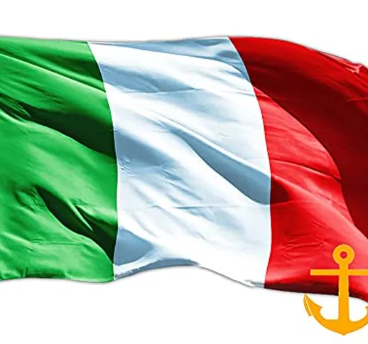 Andrà Tutto Bene Bandiera Italia 5 * 3ft 90x150cm Tricolore Azzurri Nazionale Tessuto Resi...