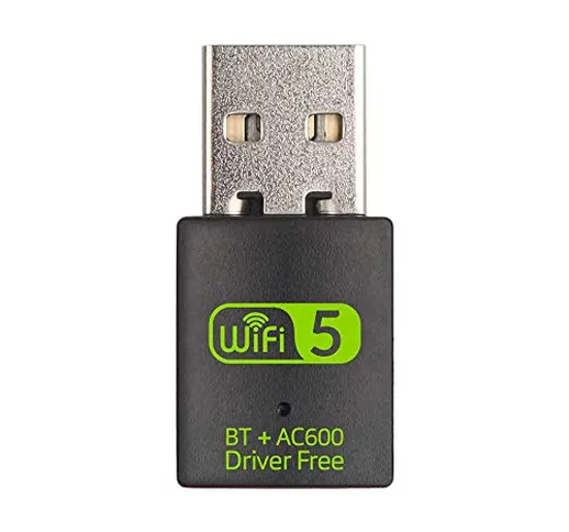RMFC Adattatore USB WiFi Bluetooth Dongle, 600Mbps Adattatore WiFi Dual-Band 2.4/5.8 Bluet...