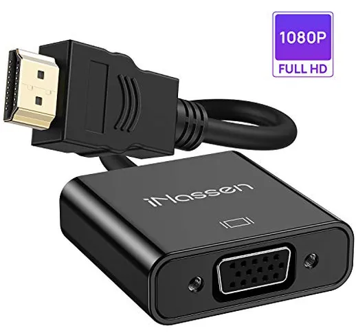 iNassen Adattatore HDMI to VGA 1080P Full HD Convertitore Gold-Plated Convertitore HDMI Ma...