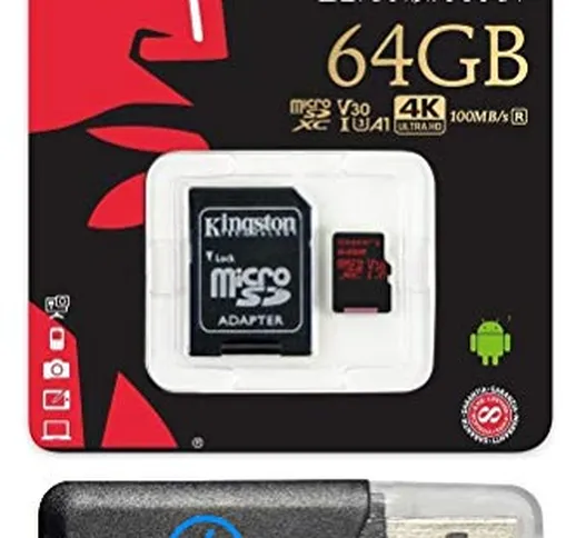 Kingston 64GB Micro React Memory Card Works with GoPro Hero 8 Black & Max Bundle with (1)...