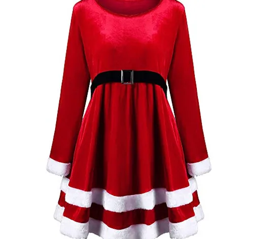 Hiroo Vestiti Donna Natale Abito da Festa Costume da Babbo Natale Donna Miss Santa per Nat...