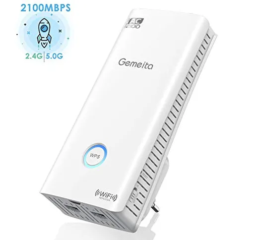 Gemeita Ripetitore WiFi 2100 Mbps WiFi Range Extender (2,4GHz 300Mbps, 5GHz 1733Mbps) Ampl...