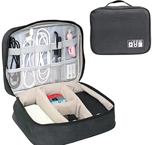 Borsa Organizer per Accessori Elettronici, Organizzatore Cavi da Viaggio, Accessori Custod...