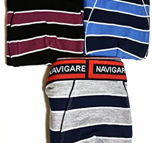 Navigare Boxer Uomo Fantasia e in Cotone Confezione da 6 PZ (M, 987 Navy Amaranto Mare, m)