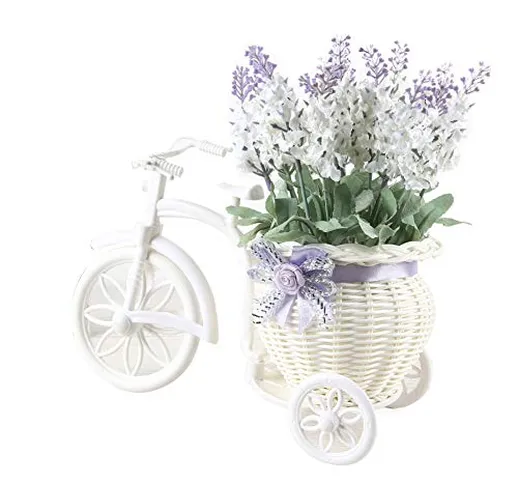 Homeofying - Bouquet di fiori di lavanda artificiali, in rattan, con vaso per bonsai, deco...