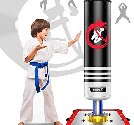 Dripex Sacco da Boxe per Bambini, Sacco da Boxe da Terra Professionale Altezza in Piedi 12...