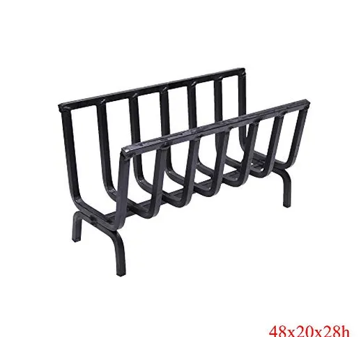 Brucialegna, porta legna, braciere in ferro per camino e barbecue (cm 48x20x28h)