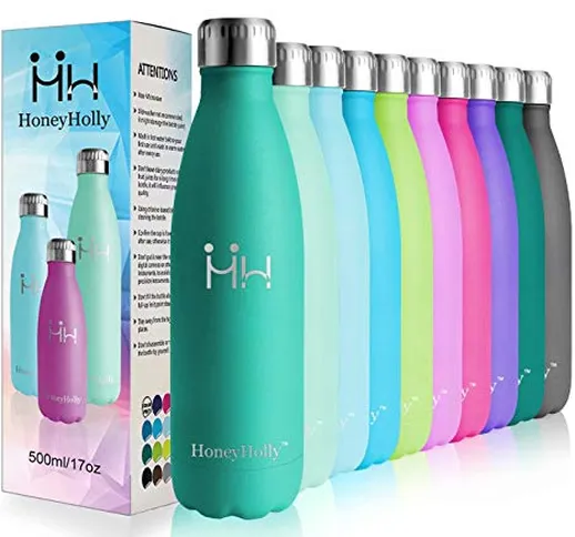 HoneyHolly Bottiglia Termica 750ml, Borraccia di Acqua in Acciaio Inox Thermos Bevande Cal...