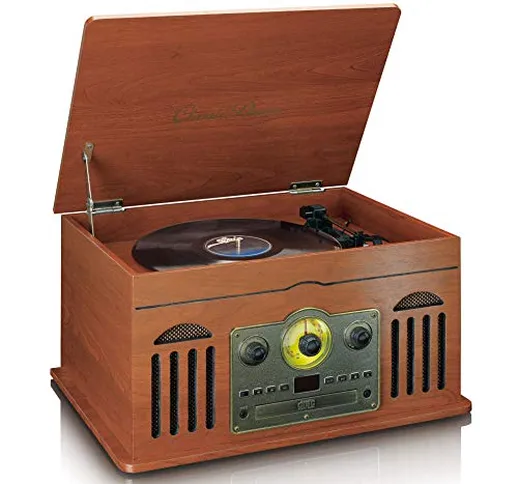 Classic Phono TCD-2600 - Impianto stereo retrò con giradischi, cassetta, lettore CD, Bluet...