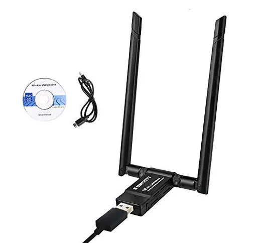 Adattatore WiFi USB 3.0, Chiavetta WiFi 1200Mbps Antenna Ricevitore WiFi Dongle Usb 5dBi D...
