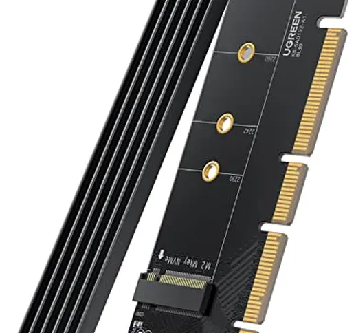 UGREEN Adattatore PCIe M.2 NVME, Adapter PCIe x16 Express 4.0 64Gpbs con Dissipatore di Ca...