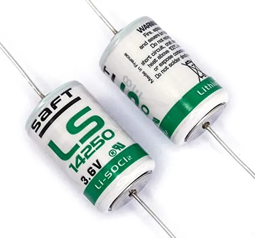10X Saft Litio Batterie½ Aa LS14250 С Na 3,6V 1,2 Ah Cavo Assiale D/C 08.2019