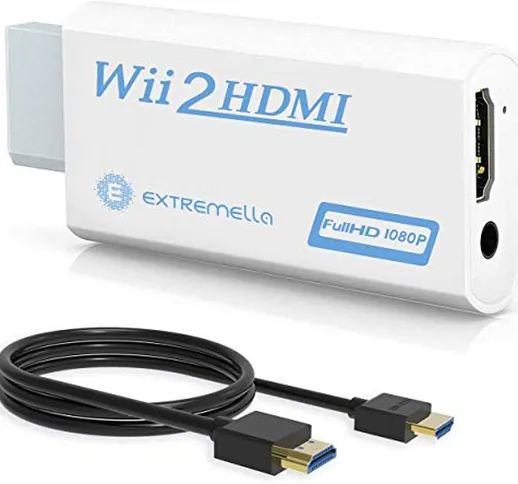 Extremella Convertitore da Wii a HDMI & Set di Cavi, Adattatore Wii2HDMI, Connettore Conso...