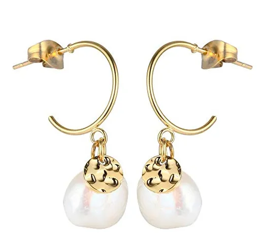 Orecchini a perno con vere perle barocco e perle d'acqua dolce, colore: gold, cod. 4062978...