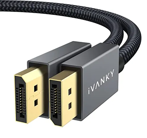 IVANKY Cavo DisplayPort a DisplayPort - Cavo DP a DP Nylon Intrecciato [2K@165Hz, 2K@144Hz...