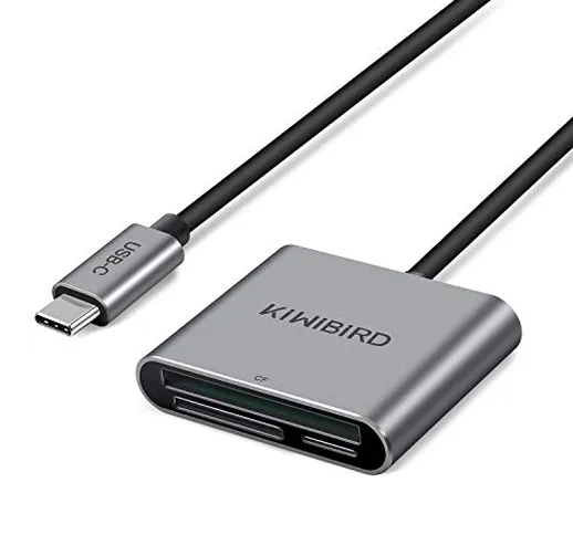 KiWiBiRD Lettore di schede USB C, Adattatore SD MicroSD CF a Tipo C per SDHC SDXC Micro SD...