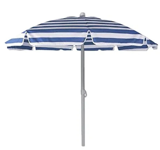 Ombrellone spiaggia diametro cm 180 colore blu e bianco custodia a tracolla