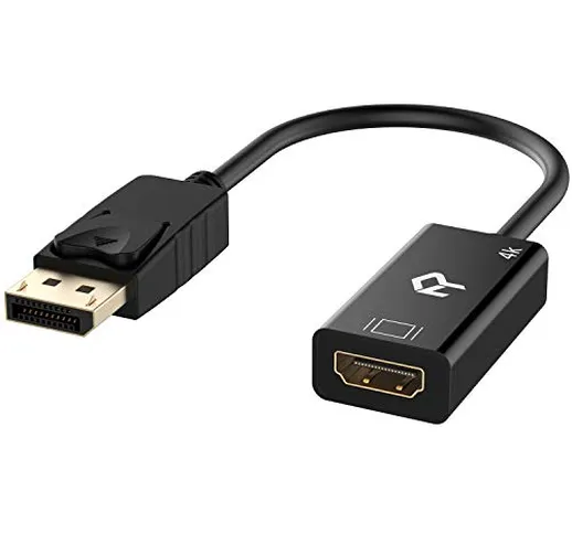 Rankie Adattatore DisplayPort a HDMI, Risoluzione 4K Convertitore, Nero