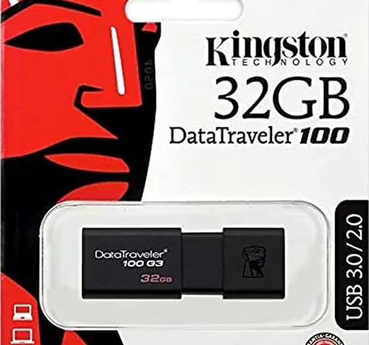 Kingston DataTraveler 100 G3-DT100G3/64GB USB 3.0, PenDrive, 64 GB, 1 Pezzo, Nero