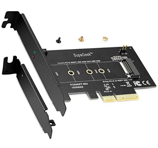 SupaGeek M.2 PCIe SSD to PCIe Express 3.0 x4 Adattatore - Supporta M2 NGFF PCI-e 3.0, 2.0...