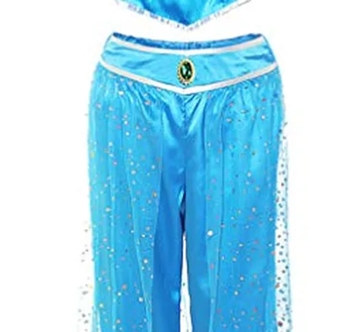 AmzBarley Vestito Jasmine Costume Bambina Ragazze Arabo Principessa Vestire Aladdin Costum...