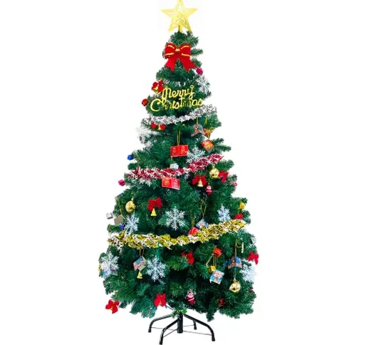 Albero di Natale completamente decorato, 5Ft Artificial Christmas Trees 300 punte per deco...