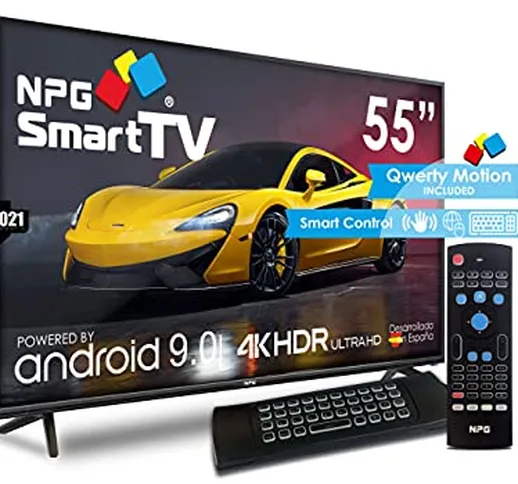 NPG 530L55UQ 4K 2021 55" Ultra HD 4K LED Smart TV Android 9.0 + Telecomando QWERTY/Motion....