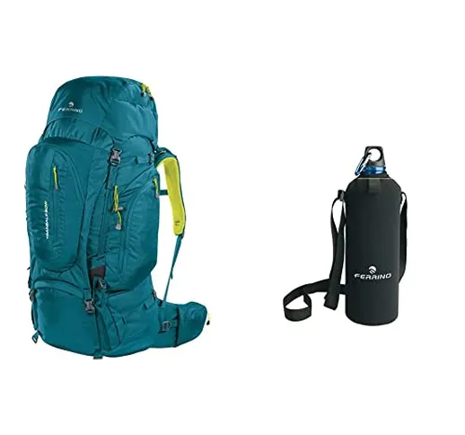 Ferrino Transalp, Zaino da Hiking ed Escursionismo Unisex, Verde, 60 L & Neo Drink, Borrac...