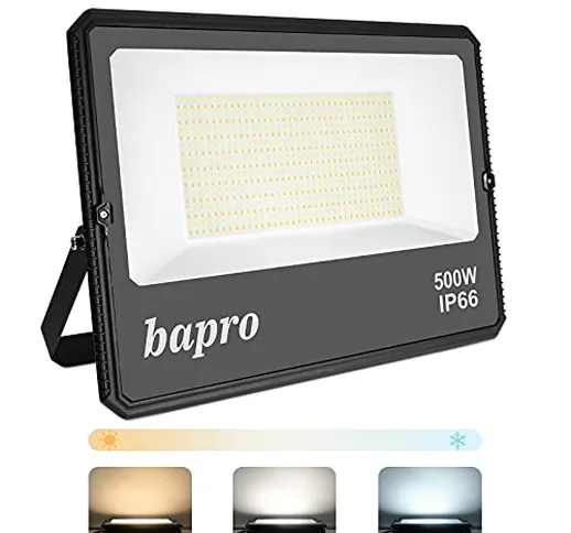 bapro 500W 50000LM Faretto LED da Esterno Dimmerabile, Faro LED Impermeabile IP66, Luce di...