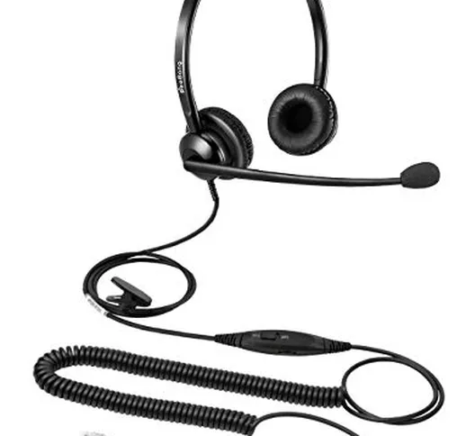 Beebang Call Center Cuffia telefonica Doppio Auricolare Cuffie Ear RJ9 con cancellazione d...