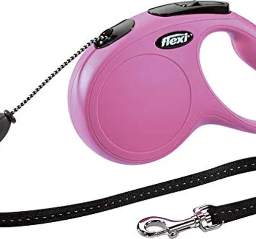 Flexi New Classic - Guinzaglio Per Cani Retrattile,Taglia M Da 5 Metri Rosa, Perfetto Per...