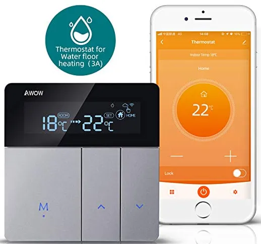 AWOW Termostato Smart Home WiFi, termostato da parete, controllo intelligente del riscalda...