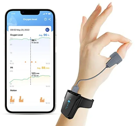 Monitor per Saturazione dell'ossigeno da Polso, con Bluetooth, Monitoraggio della Saturazi...