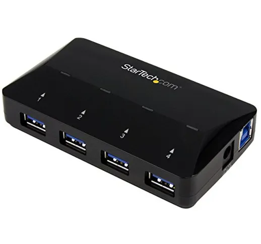 STARTECH.COM Hub USB 3.0 a 4 Porte con Porta di Ricarica Dedicata, 1 Porta X 2.4 Amp