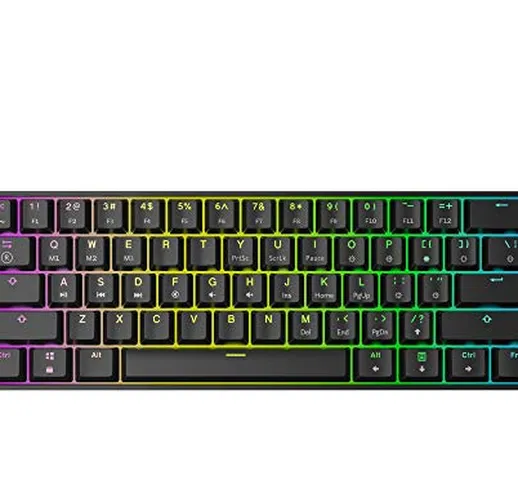 GK61 Tastiera Meccanica Da Gaming, 61 tasti, multicolore RGB illuminata LED retroilluminat...