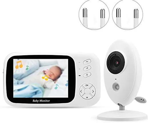 Kafuty Baby Monitor Camera 2.4GHz Wireless 3.5inch LCD Audio Video IR Camera per Sicurezza...