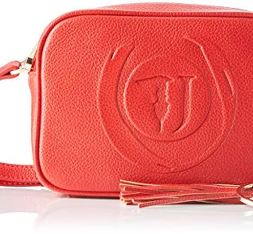 Trussardi Jeans Faith Camera Case Tumbled Ecol, Borsa a Tracolla Donna, Rosso (Red), 15x7x...