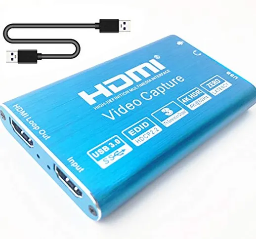 Scheda di Acquisizione Video HDMI,1080P 60FPS 4K HDMI Video Capture Card,HDMI to USB 3.0 H...