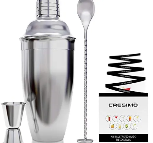 Cresimo Kit Cocktail Shaker Professionale Martini – Set Barman 6 Pezzi Contiene Shaker 700...