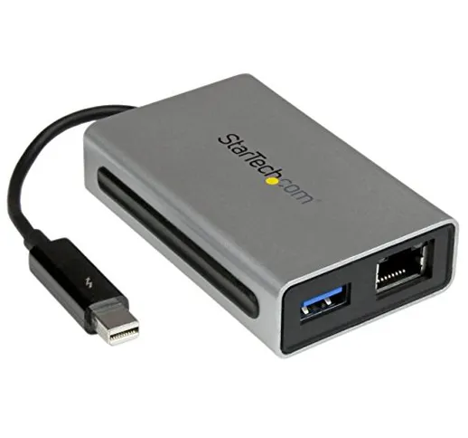 StarTech.com Adattatore di Rete Thunderbolt Gigabit Ethernet Esterno con Porta USB 3.0, Co...