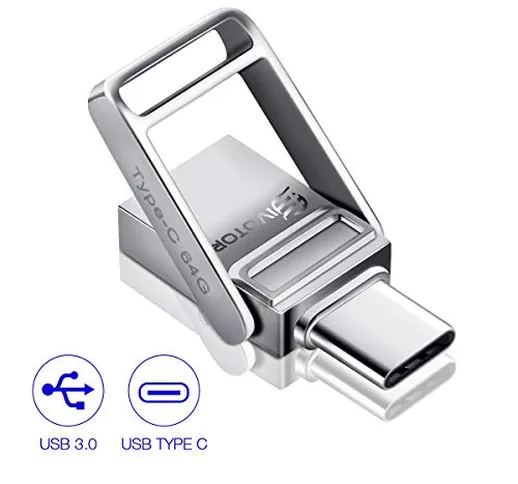 Chiavetta USB 64GB, EIVOTOR Pendrive 3.0 + Pen drive Type C 3.1 OTG Unità Flash Drive Tipo...
